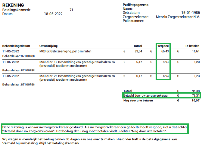 Uitleg vergoeding op rekening Infomedics